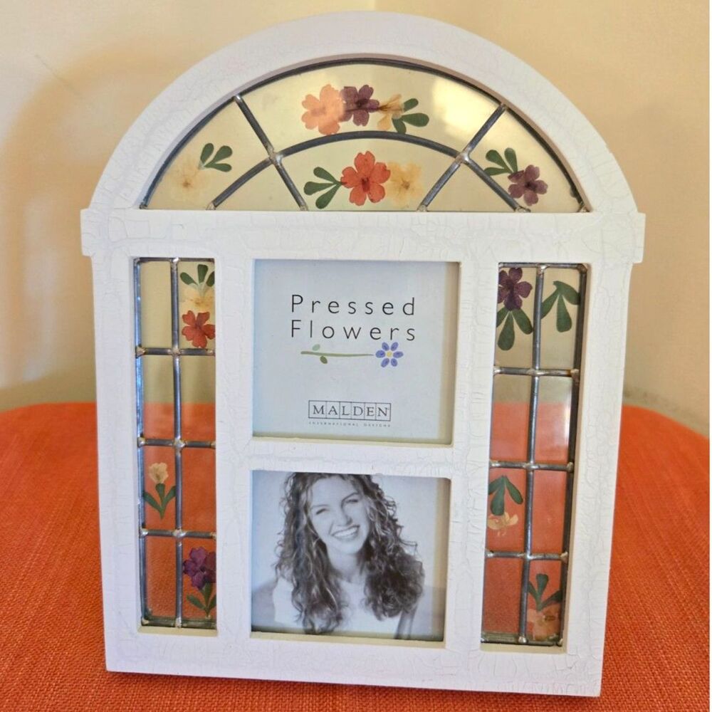 Malden Decorative Pressed Flowers Painted Wood & Glass Picture Frame (2"x2")